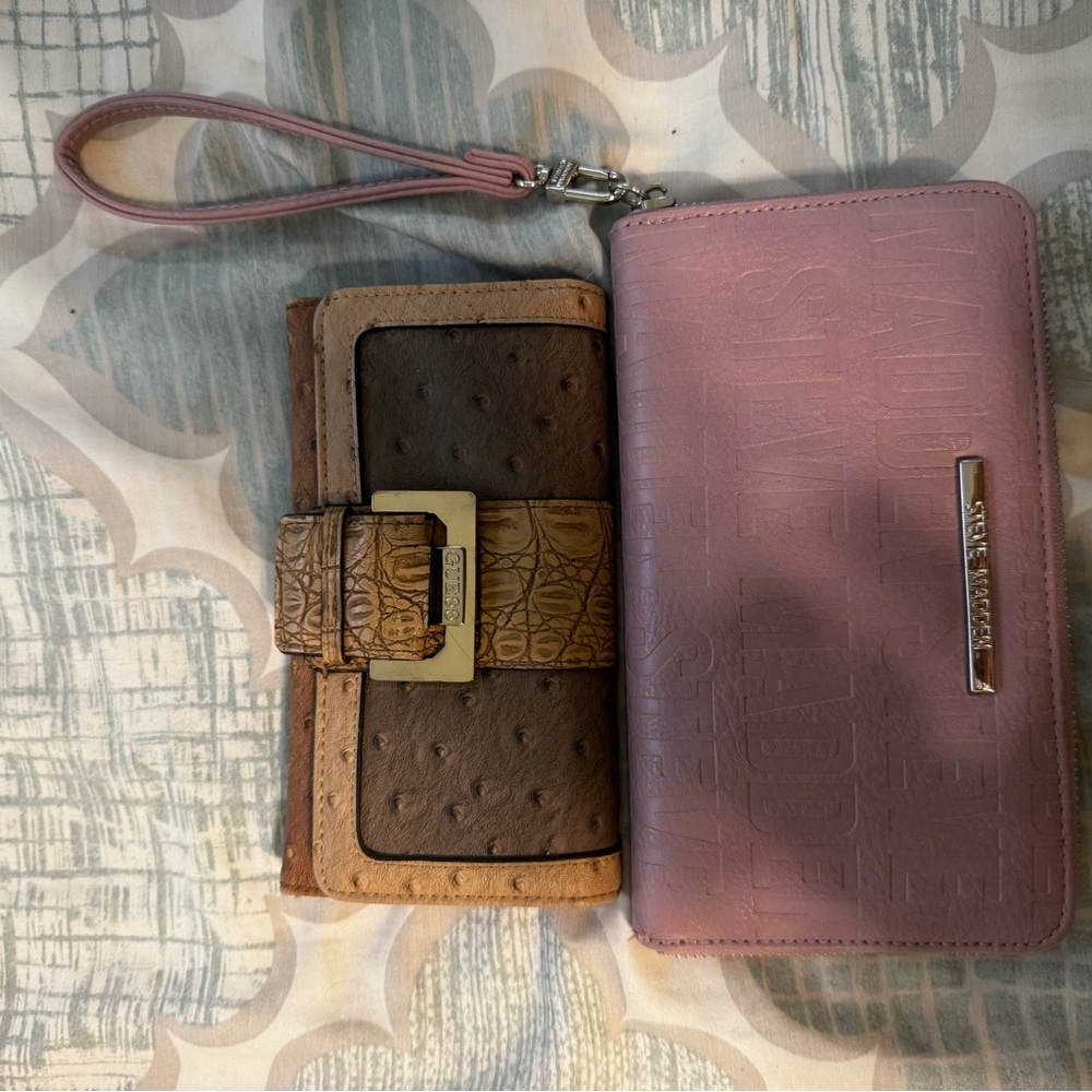 Steve Madden Pink and Brown Wallet Set